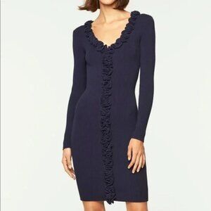Anne Fontaine Emmalee Black Wool Ribbed Dress